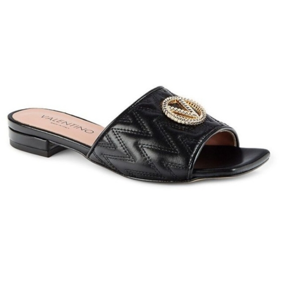VALENTINO BY MARIO VALENTINO BLACK FLAT SANDALS